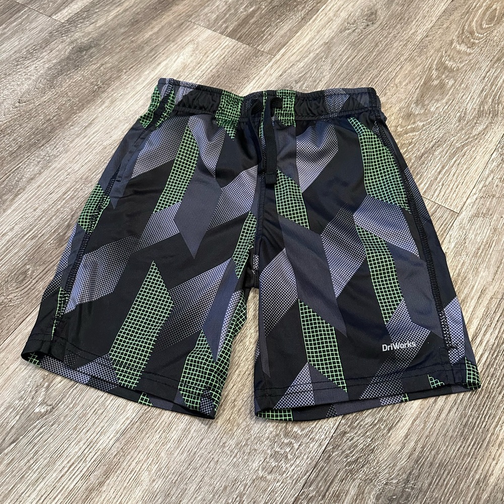 Athletic Works Black and Green Patterned Shorts